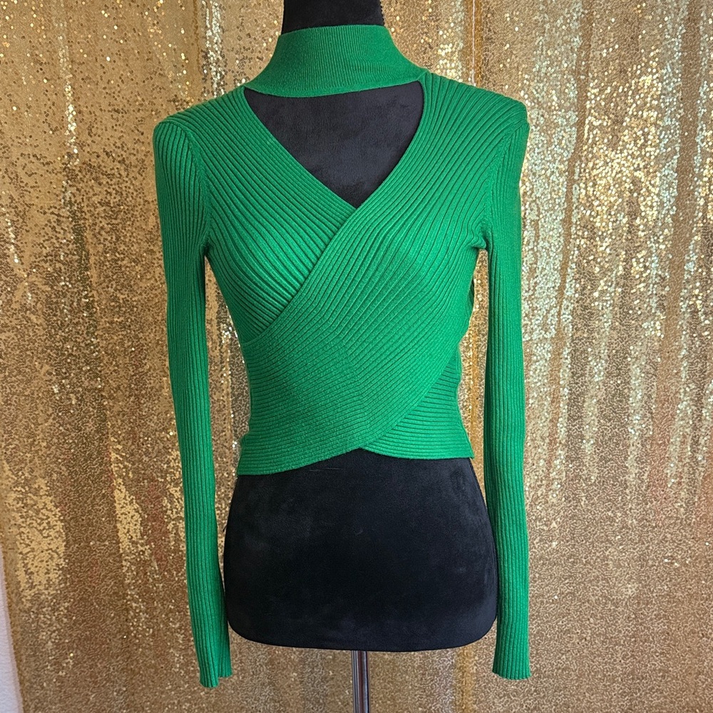 Zara Green Ribbed Long Sleeve Top